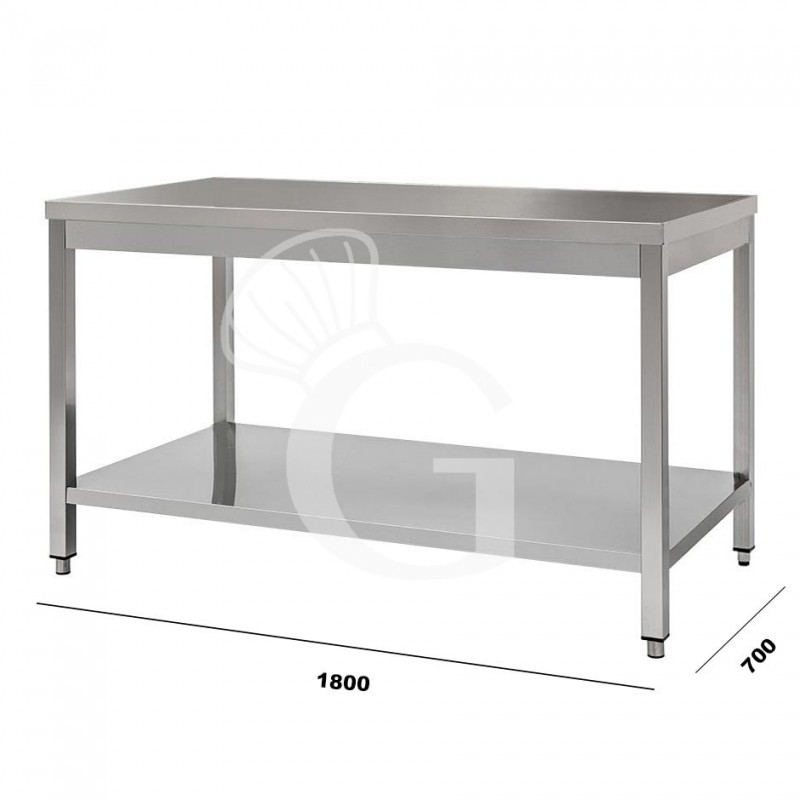 Mesa de acero inoxidable con estante inferior L 1800 mm x P 700 mm x A 850 mm