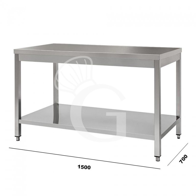 Mesa de acero inoxidable con estante inferior L 1500 mm x P 700 mm x A 850 mm