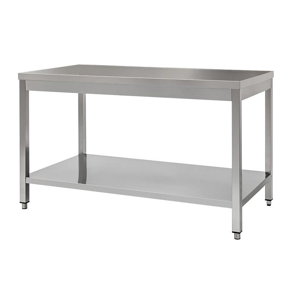 Mesa de acero inoxidable con estante inferior L 1700 mm x P 700 mm x A 850 mm