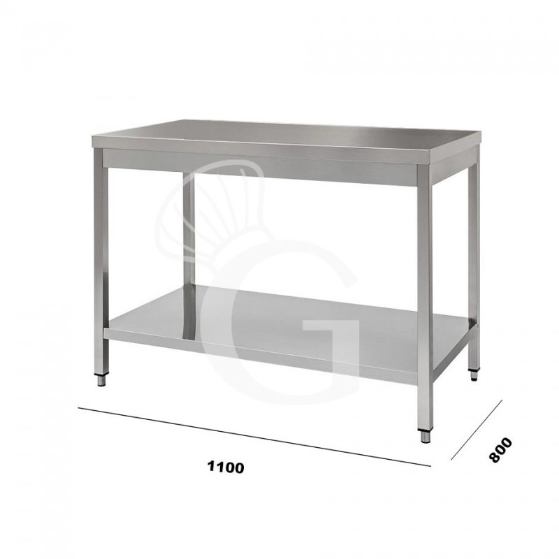 Mesa de acero inoxidable con estante inferior L 1100 mm x P 800 mm x A 850 mm