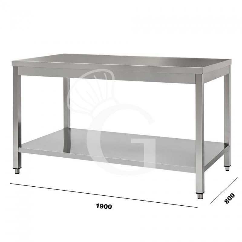 Mesa de acero inoxidable con estante inferior L 1900 mm x P 800 mm x A 850 mm