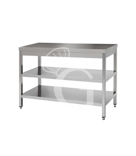 Mesa de acero inoxidable con 2 estantes L 1700 mm x P 700 mm x A 850 mm
