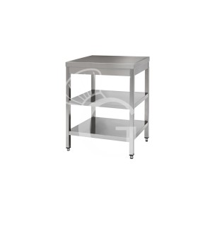 Mesa de acero inoxidable con 2 estantes L 600 mm x P 800 mm x A 850 mm