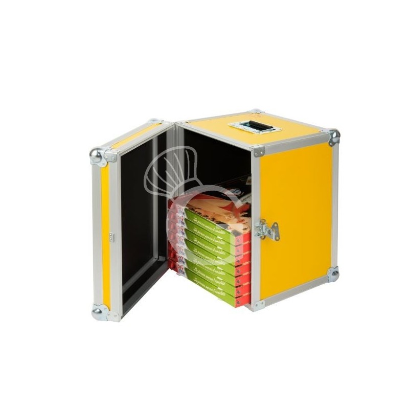Caja rígida de plástico alveolar para el trasporte de pizzas, dimensiones 440 x 400 x 520 mm