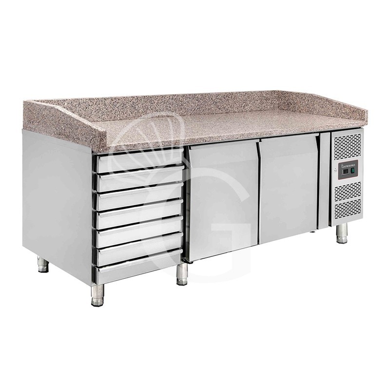Mesa Refrigerada para pizza 600X400 2 Puertas 7 Cajones 390 LT