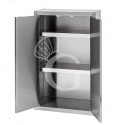 Armario de pared de acero inoxidable con 2 puertas batientes y 2 estantes, L 800 mm x P 400 mm x A 1000 mm
