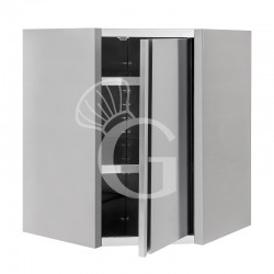 Armario de pared rinconero inox con 1 puerta batiente y 1 estante, L 700 mm x P 700 mm x A 1000 mm