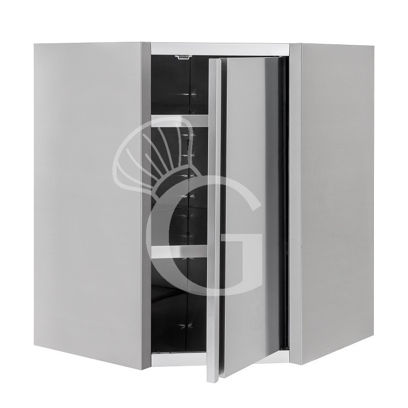 Armario de pared rinconero inox con 1 puerta batiente y 1 estante, L 700 mm x P 700 mm x A 1000 mm