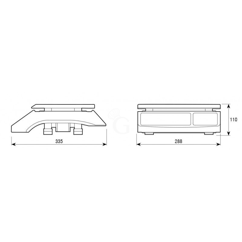 Báscula con capacidad para 30 kg y precisión de 5 g L 400 mm x P 500 mm x A 120 mm