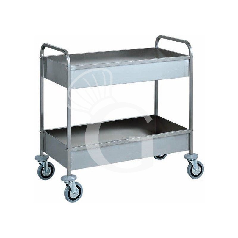 Carro de servicio de acero inoxidable 2 cubas para recoger vajilla L 1010 mm x P 570 mm x A 970 mm