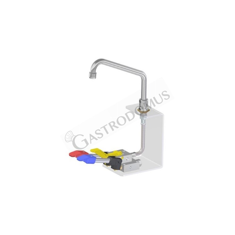 Grifo de pedal con base hexagonal y bloqueo – 200 x 150 mm Grifo de pedal con base hexagonal y bloqueo – 200 x 150 mm