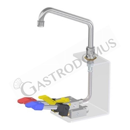Grifo de pedal con base hexagonal y bloqueo – 200 x 150 mm Grifo de pedal con base hexagonal y bloqueo – 200 x 150 mm