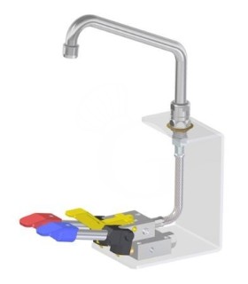 Grifo de doble pedal con base hexagonal y bloqueo – 300 x 190 mm - agua caliente y fría