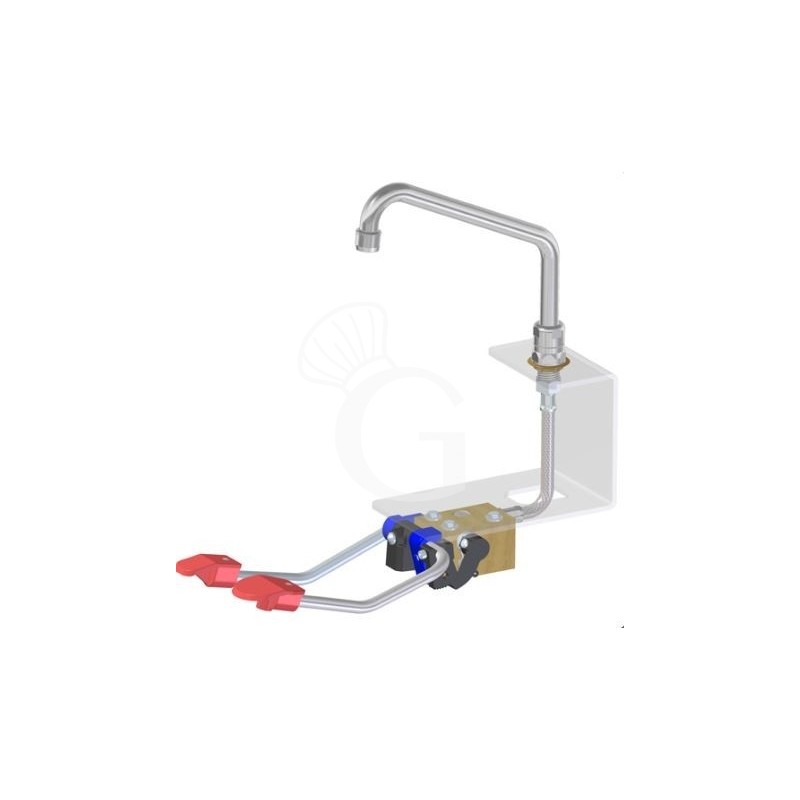 Grifo de pedal con base hexagonal y bloqueo – 300 x 190 mm