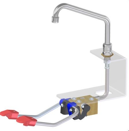 Grifo de pedal con base hexagonal y bloqueo – 300 x 190 mm