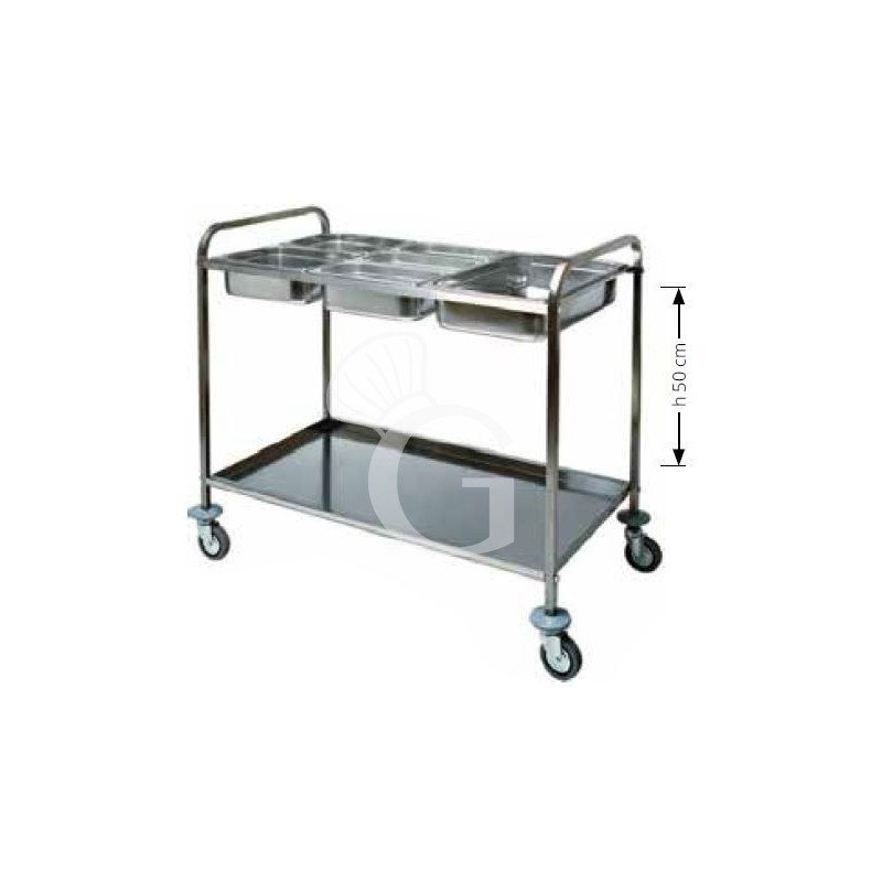Carro de servicio y recogida, cubetas 3 GN1/1 - L 1100 mm x P 620 mm x A 970 mm