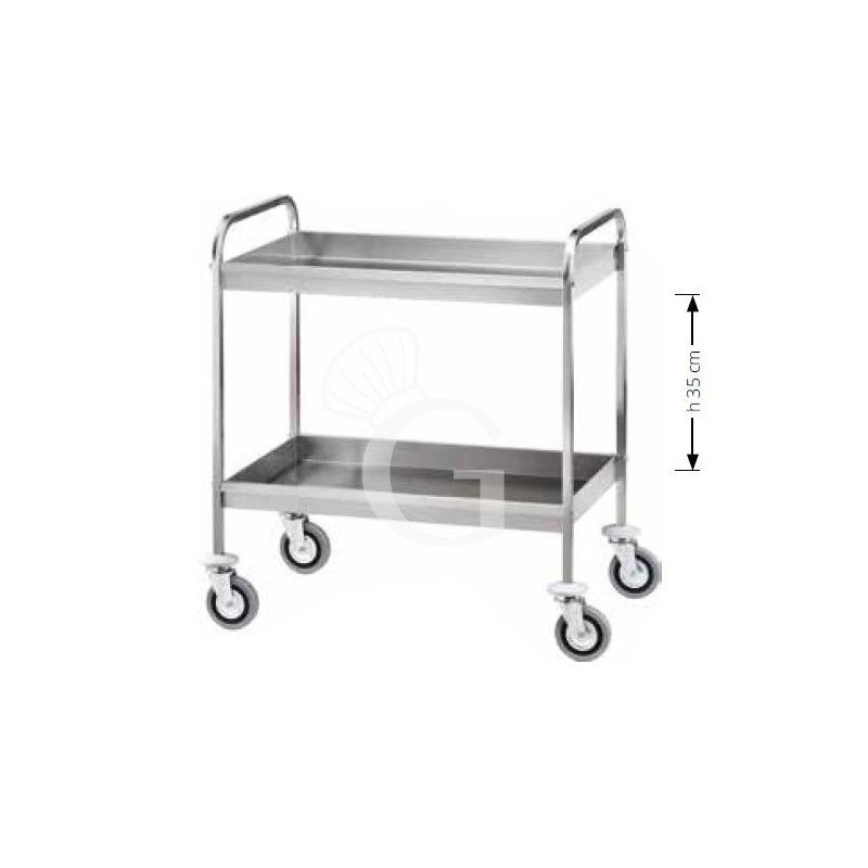Carro de servicio 2 cubas A 65 mm de acero inoxidable L 910 mm x P 570 mm x A 970 mm