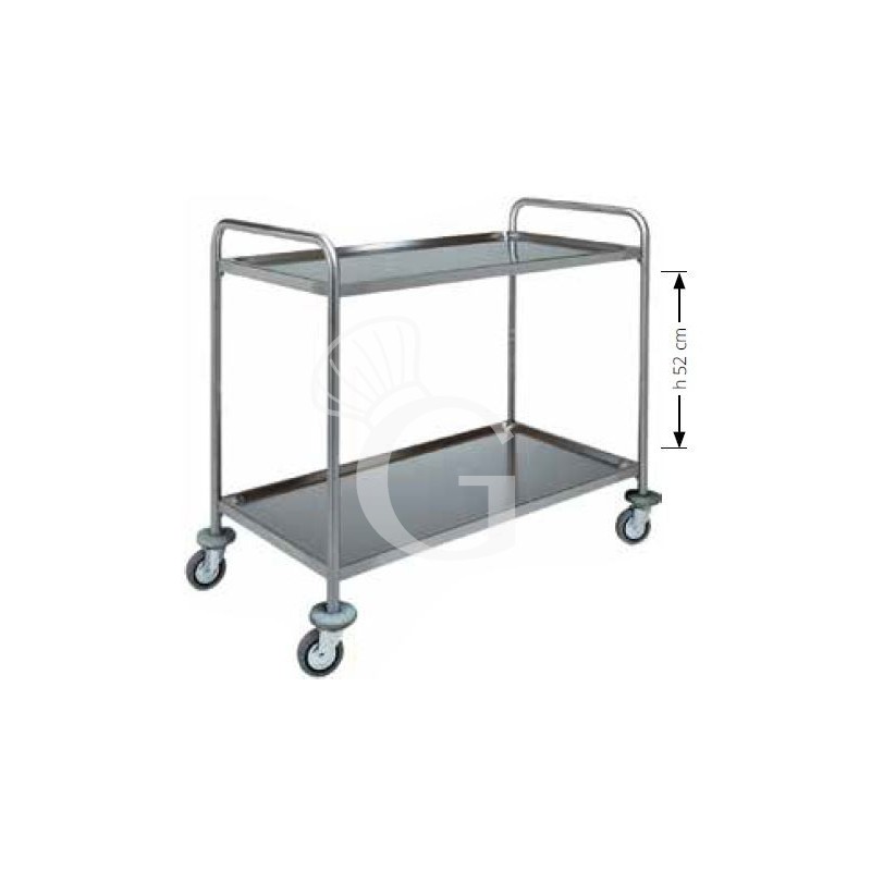 Carro de servicio con estructura tubular de acero inox, medidas L 1000 mm x P 700 mm x H 940 mm.