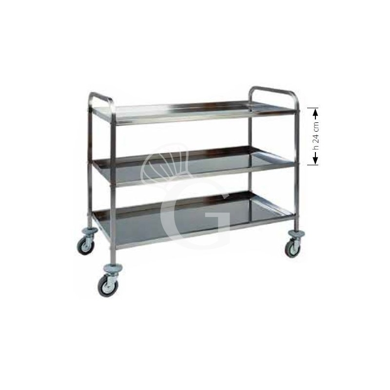 Carro de servicio 3 estantes con estructura de acero inox medidas L 1110 mm x P 570 mm x H 960 mm