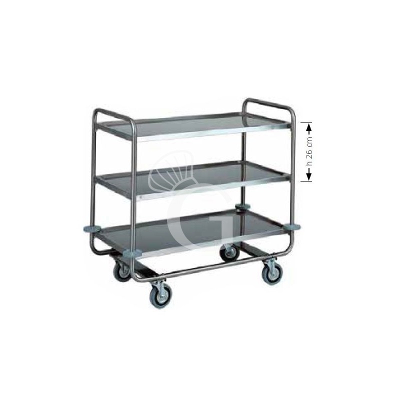 Carro de servicio 3 estantes de acero inoxidable L 1100 mm x P 600 mm x A 1000 mm