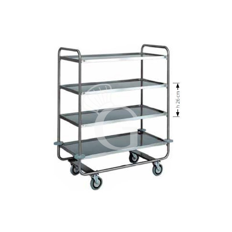 Carro de servicio 4 estantes de acero inoxidable L 1100 mm x P 600 mm x A 1300 mm