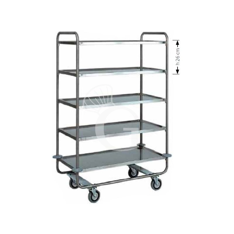 Carro de servicio 5 estantes de acero inoxidable L 1100 mm x P 600 mm x A 1600 mm