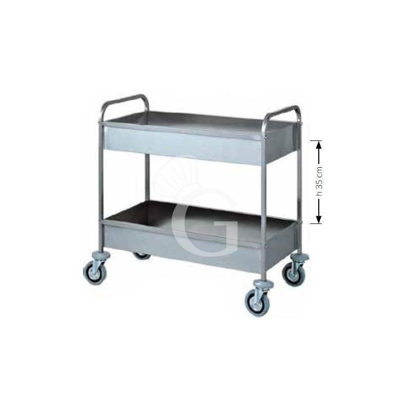 Carro de servicio de acero inoxidable 2 cubas para recoger vajilla L 1010 mm x P 570 mm x A 970 mm