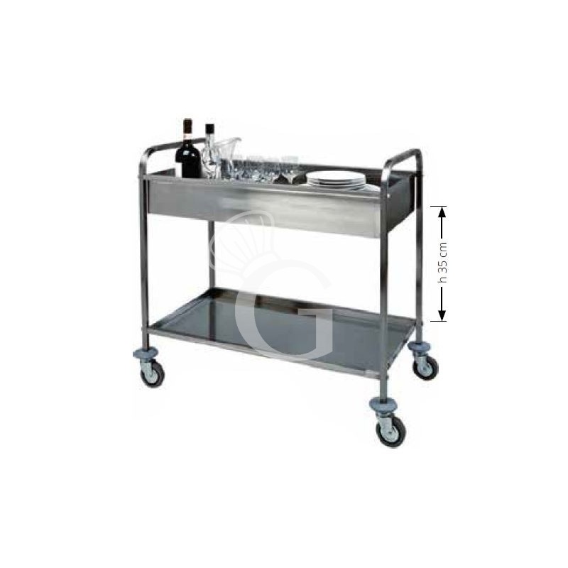 Carro de servicio de acero inoxidable 1 cuba para recoger vajilla L 1010 mm x P 570 mm x A 970 mm