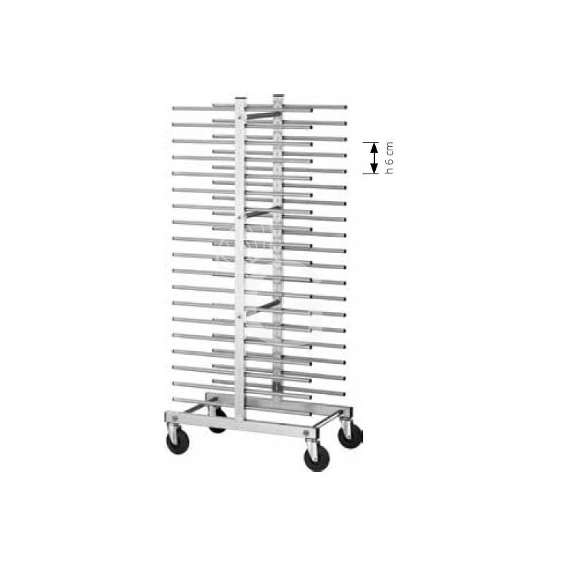 Carro bandejero de acero inoxidable para 40 bandejas 600 x 400 mm - L 510 mm x P 800 mm x A 1770 mm