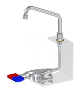 Grifo de doble pedal y base hexagonal –agua caliente y fría- caño L 200 m