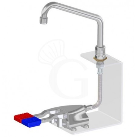 Grifo de doble pedal y base hexagonal –agua caliente y fría- caño L 200 m Grifo de doble pedal y base hexagonal –agua caliente y fría- caño L 200 m