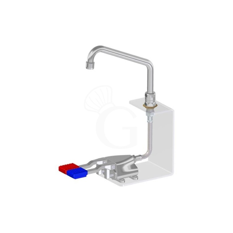 Grifo de doble pedal y base hexagonal –agua caliente y fría- caño L 300 mm