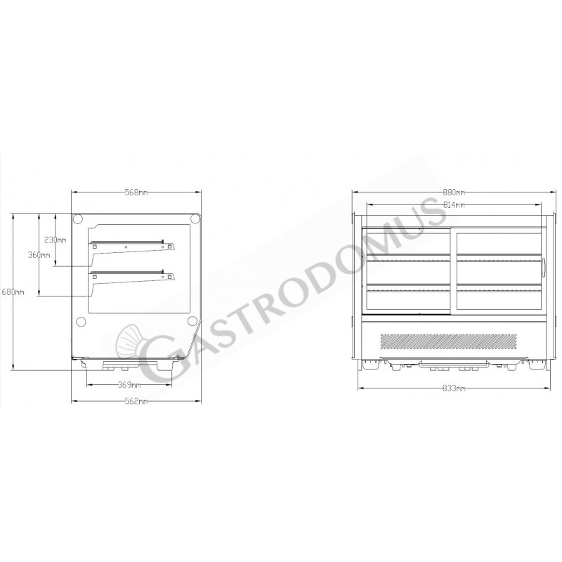 Vitrina refrigerada ventilada de sobremesa 160 LT Luz interior LED L 880 mm x P 568 mm x A 686 mm