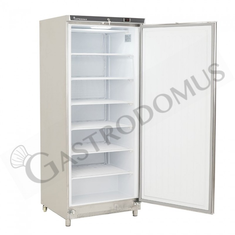 Armario Refrigerado estático de acero inoxidable -18°C/-22°C 530 LT Clase de eficiencia energética B, puerta abierta