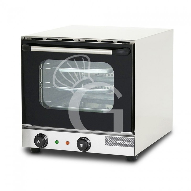 Horno eléctrico de convección, puerta abatible, controles mecánicos, 3 rejillas, potencia 2,6 kw