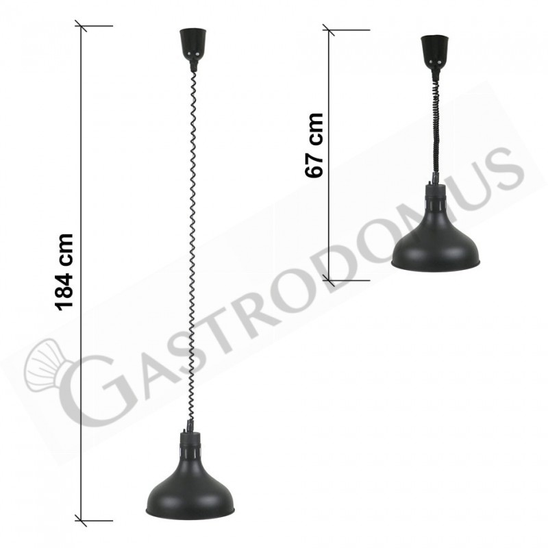 Lámpara de calentamiento negra diámetro 290 mm luz blanca