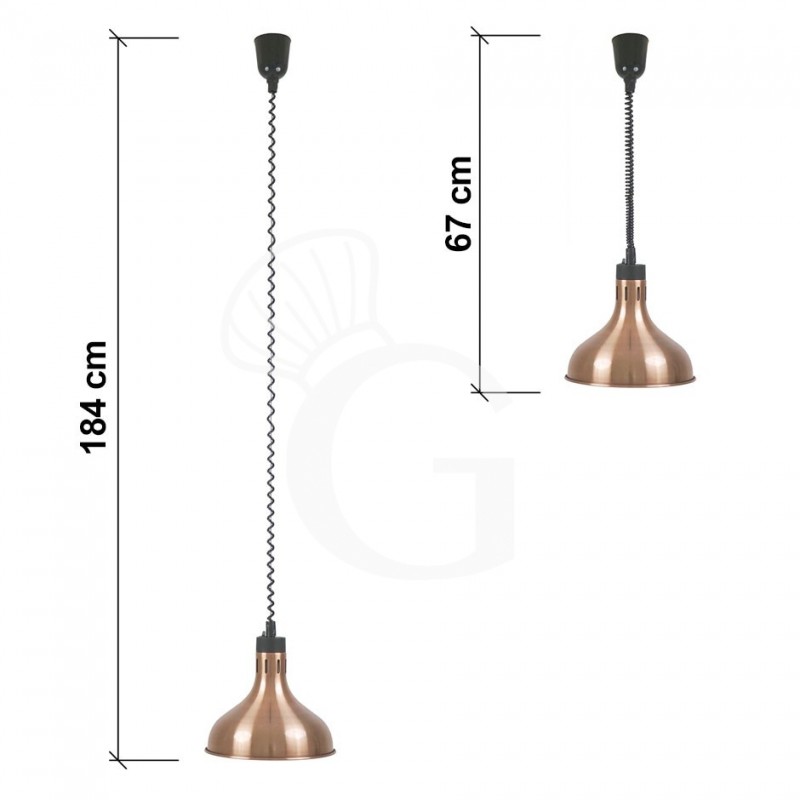 Lámpara de calentamiento color cobre diámetro 290 mm luz blanca