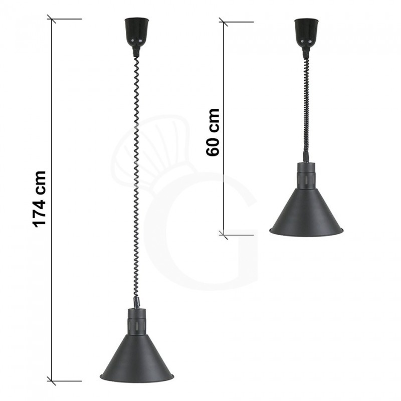 Lámpara de calentamiento negra diámetro 270 mm luz blanca