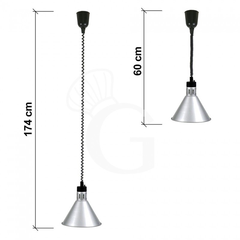 Lámpara de calentamiento de color plata, diámetro 270 mm - luz blanca