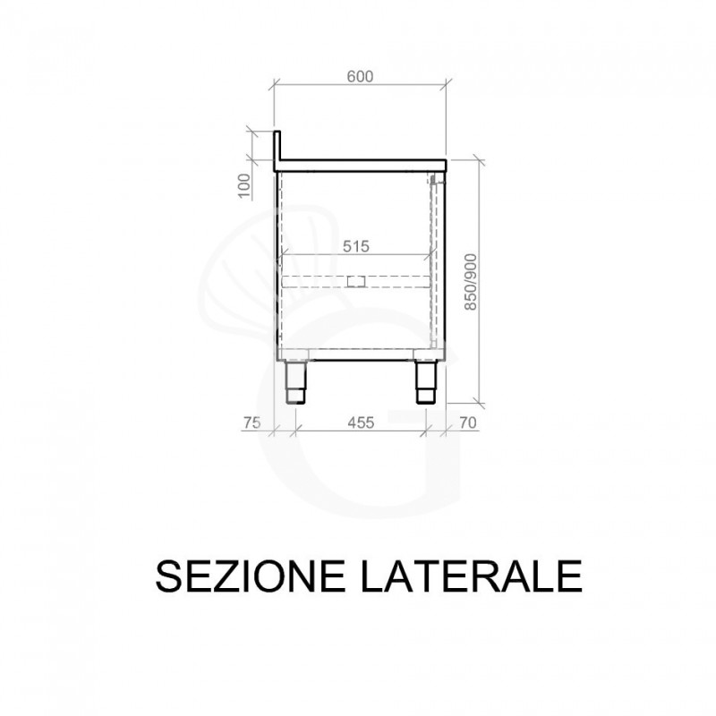 Mesa mural de acero inoxidable 2 puertas correderas y peto L 1000 mm x P 600 mm x A 950 mm