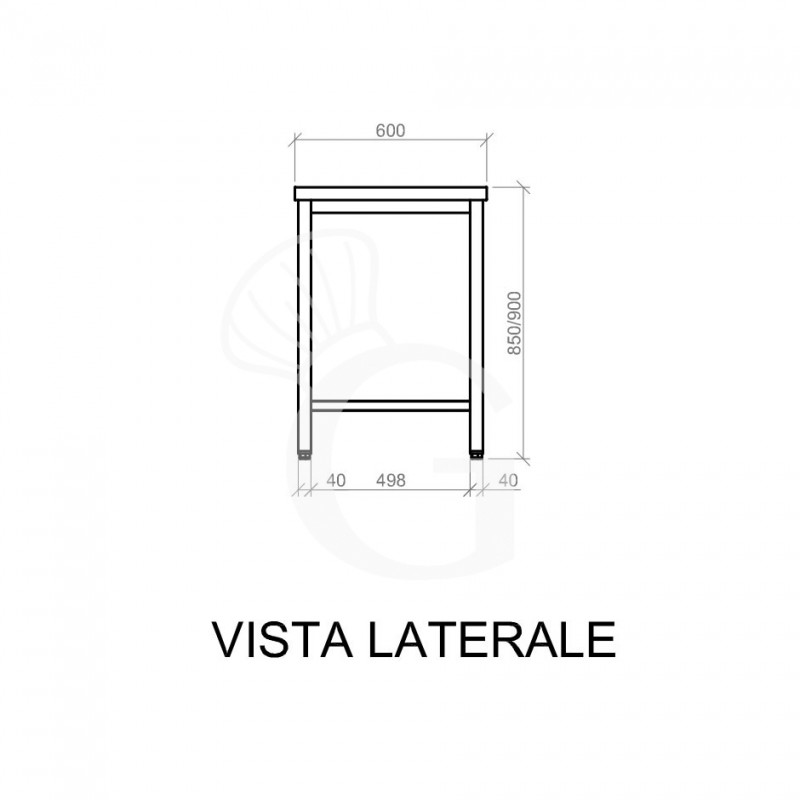 Mesa de acero inoxidable L 1200 mm x P 600 mm x A 850 mm