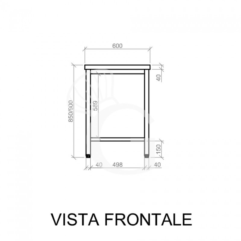Mesa de acero inoxidable L 600 mm x P 700 mm x A 850 mm