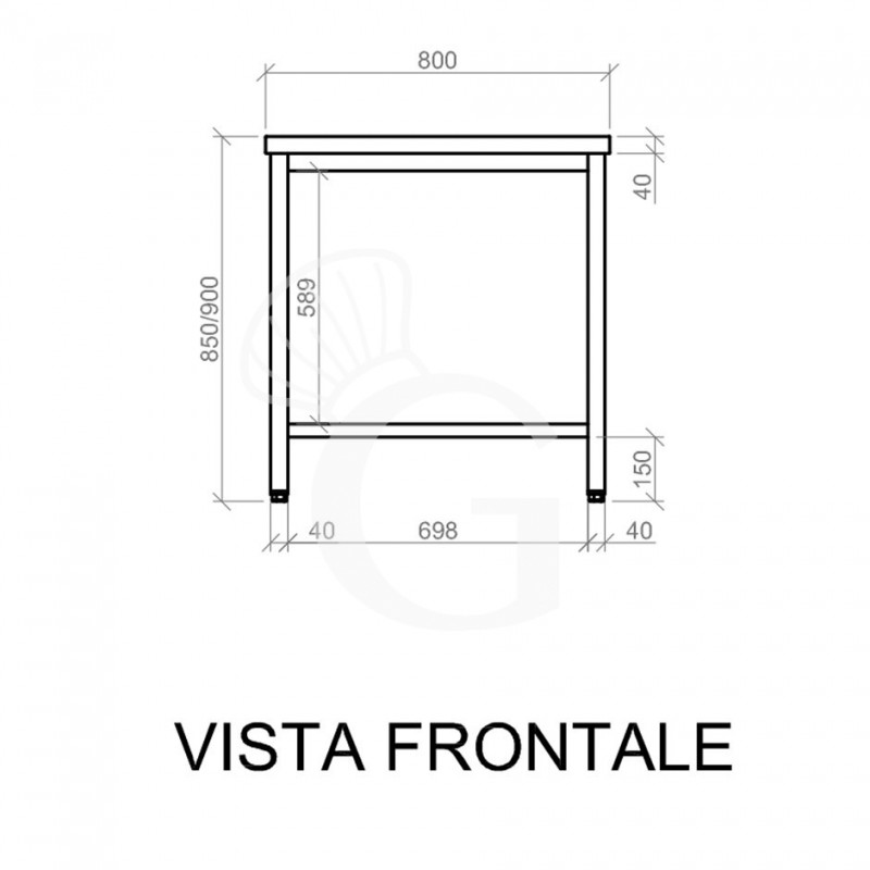 Mesa de acero inoxidable L 800 mm x P 700 mm x A 850 mm
