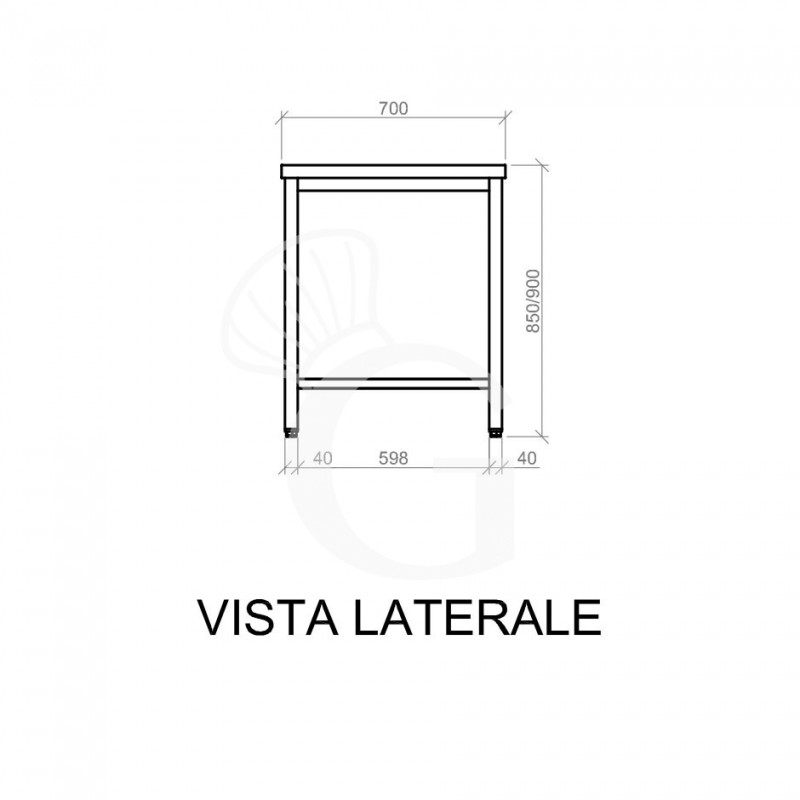 Mesa de acero inoxidable L 1100 mm x P 700 mm x A 850 mm