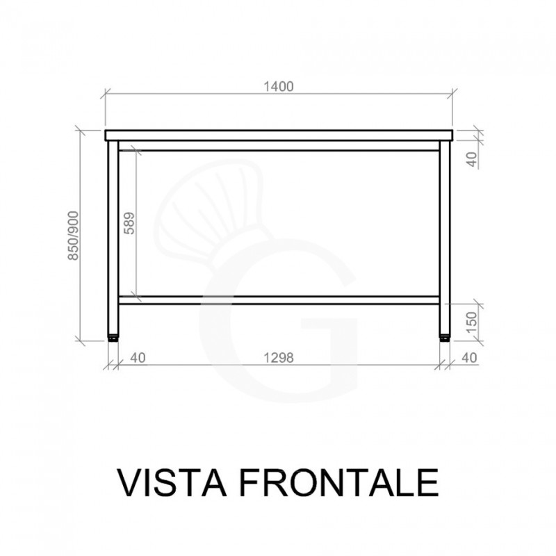 Mesa de acero inoxidable L 1400 mm x P 700 mm x A 850 mm