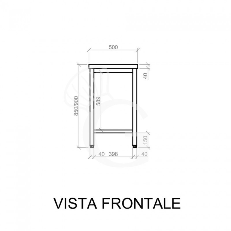 Mesa de acero inoxidable L 500 mm x P 800 mm x A 850 mm