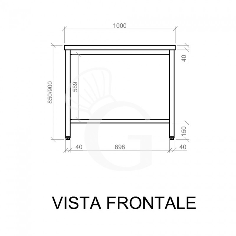 Mesa de acero inoxidable L 1000 mm x P 800 mm x A 850 mm