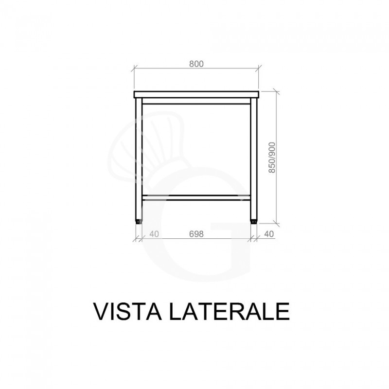 Tavolo inox L 1900 mm x P 800 mm x H 850 mm