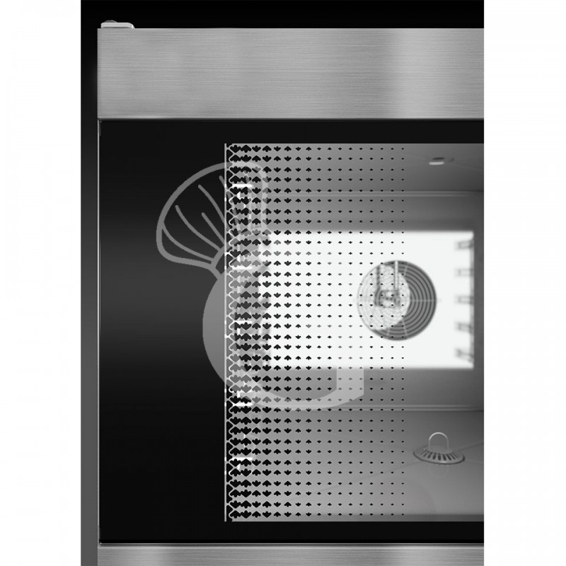 Horno a gas de convección+vapor mixto, pantalla táctil, para 10 bandejas GN1/1 o 600x400 mm con limpieza automática