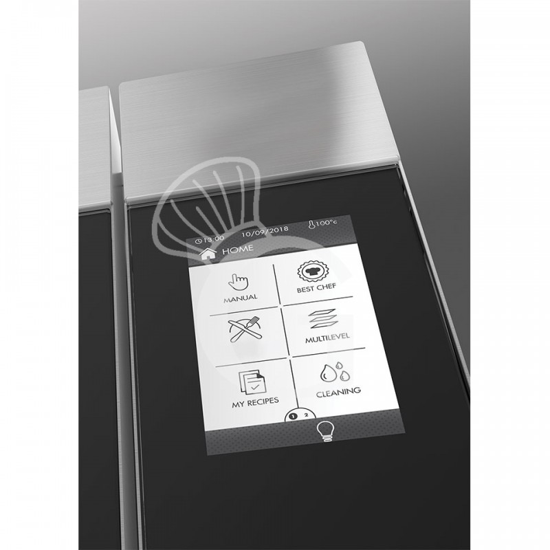Horno eléctrico de convección-vapor, pantalla táctil, humidificador, 10 bandejas GN1/1 o 600x400 mm sistema de lavado automático